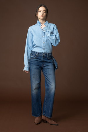 マザー/MOTHERのTHE MID RISE RAMBLER ZIP ANKE ストレートデニム（LMW）(110600/110604)