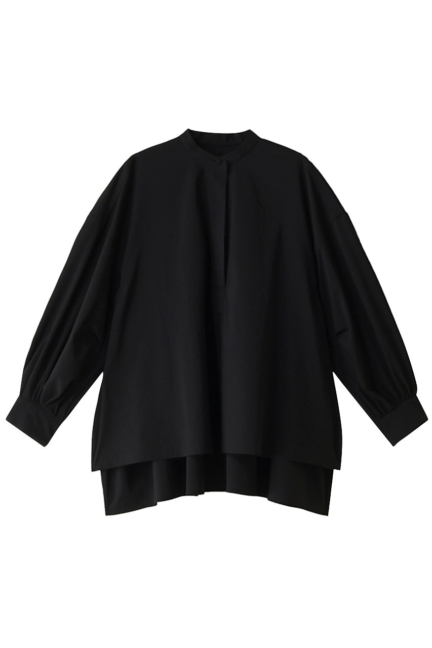 FLORENT シルキーリネオ 撥水ノーカラーシャツ (ブラック, 1) フローレント ELLE SHOP