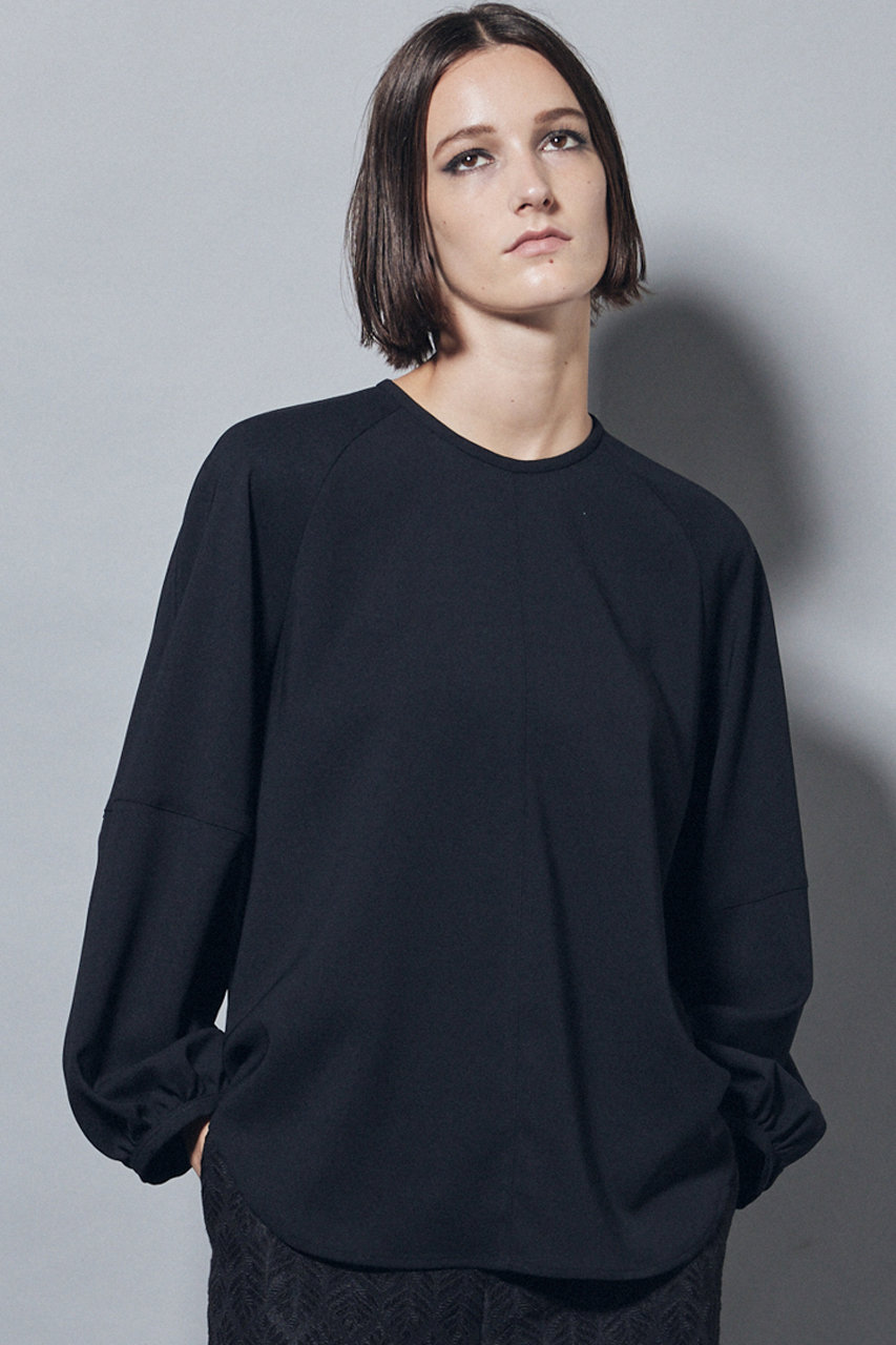 FLORENT(フローレント)｜ストレッチ クルーネック ブラウス/ブラック  