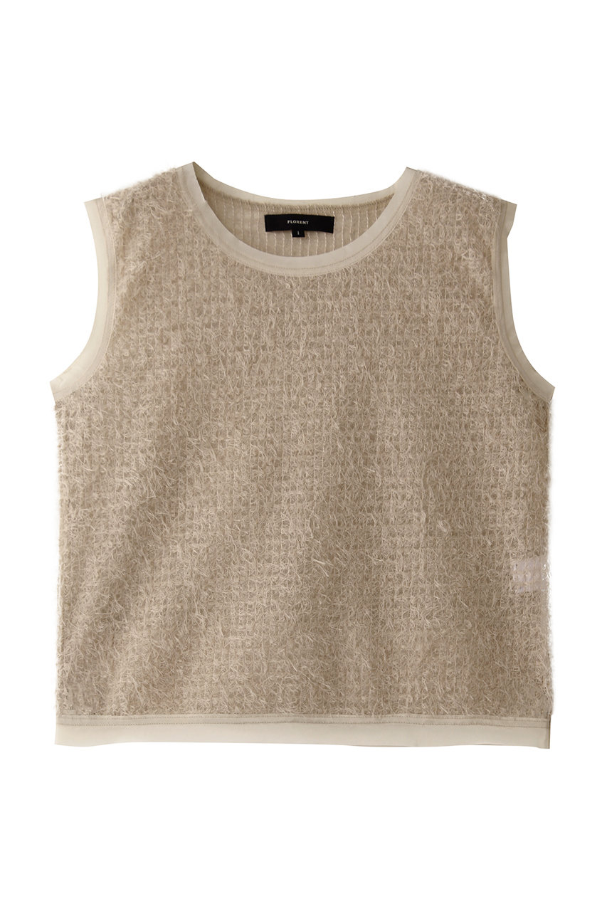 FLORENT フェザー チュール ノースリーブトップス (ベージュ, 1) フローレント ELLE SHOP FLORENT フェザー チュール ノースリーブトップス (ベージュ, 1) フローレント ELLE SHOP