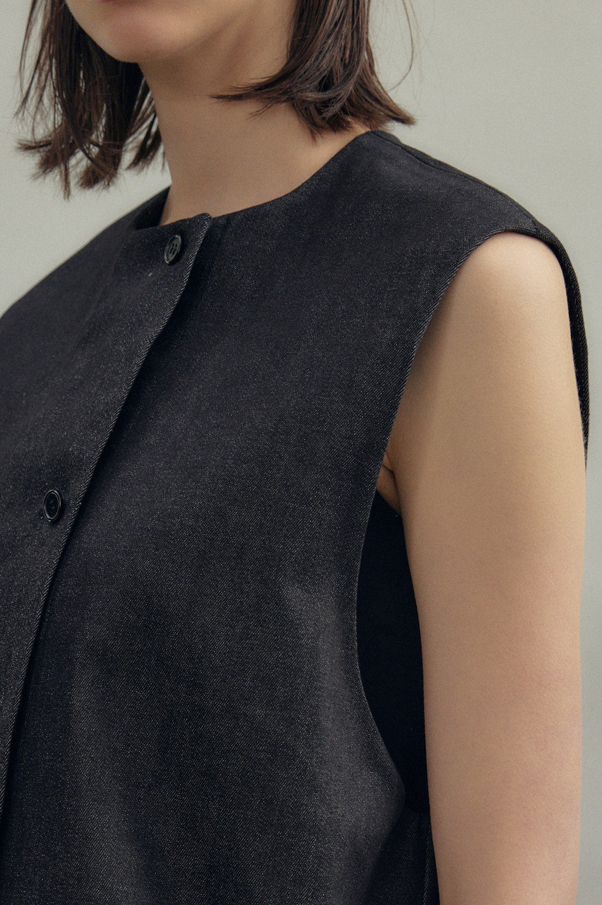 FLORENT(フローレント)｜デニムライク ベスト トップス/ブラック の