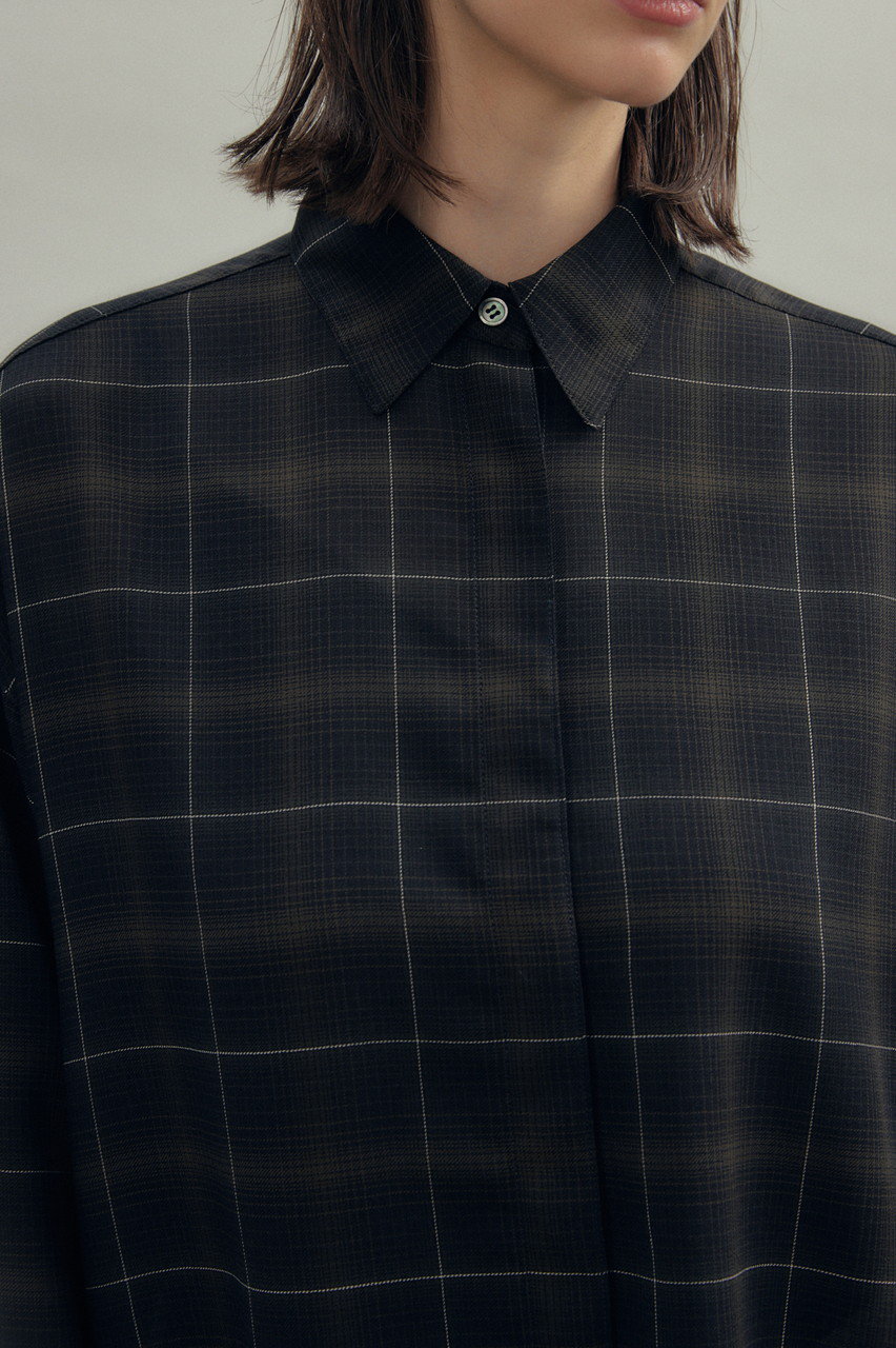 FLORENT(フローレント)｜ウール ミックス チェック シャツ/ブラック の