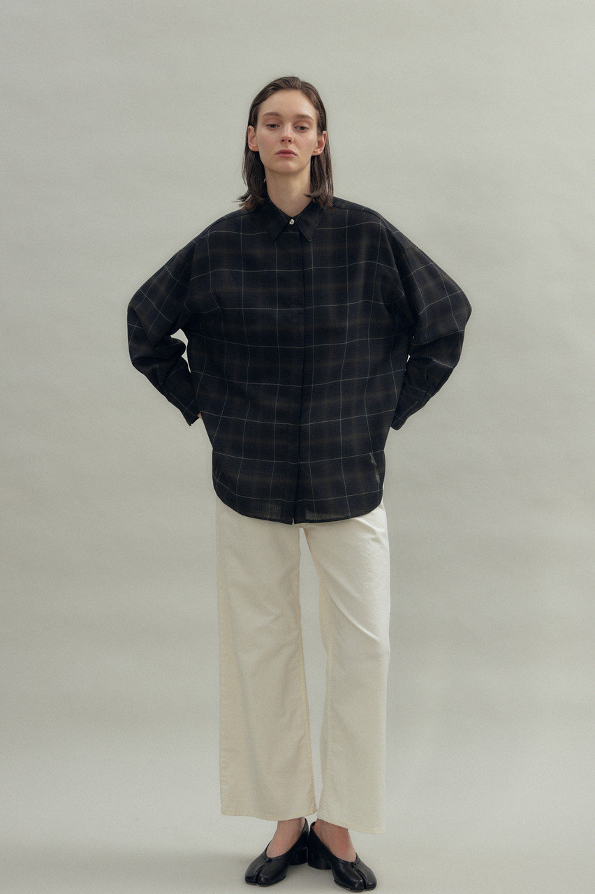 FLORENT(フローレント)｜ウール ミックス チェック シャツ/ブラック の