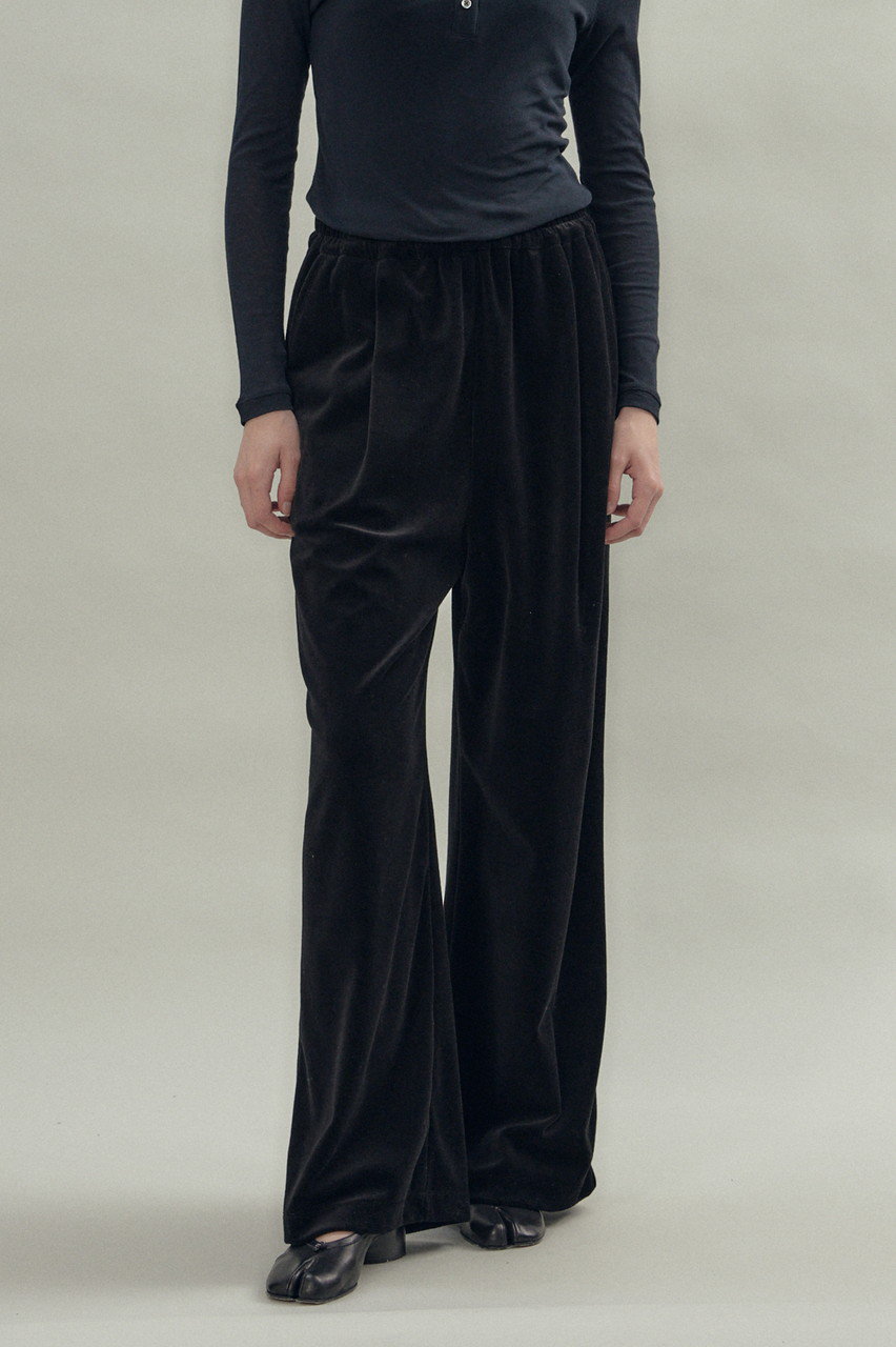 FLORENT(フローレント)｜ベロア ワイド パンツ/ブラック の通販