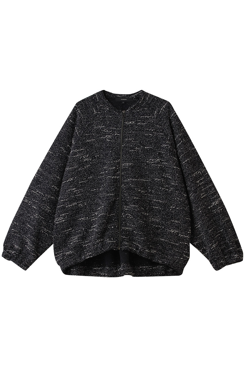 FLORENT ツイード ジップアップ ジャケット (アイボリー×ブラック, 0) フローレント ELLE SHOP FLORENT ツイード ジップアップ ジャケット (アイボリー×ブラック, 0) フローレント ELLE SHOP