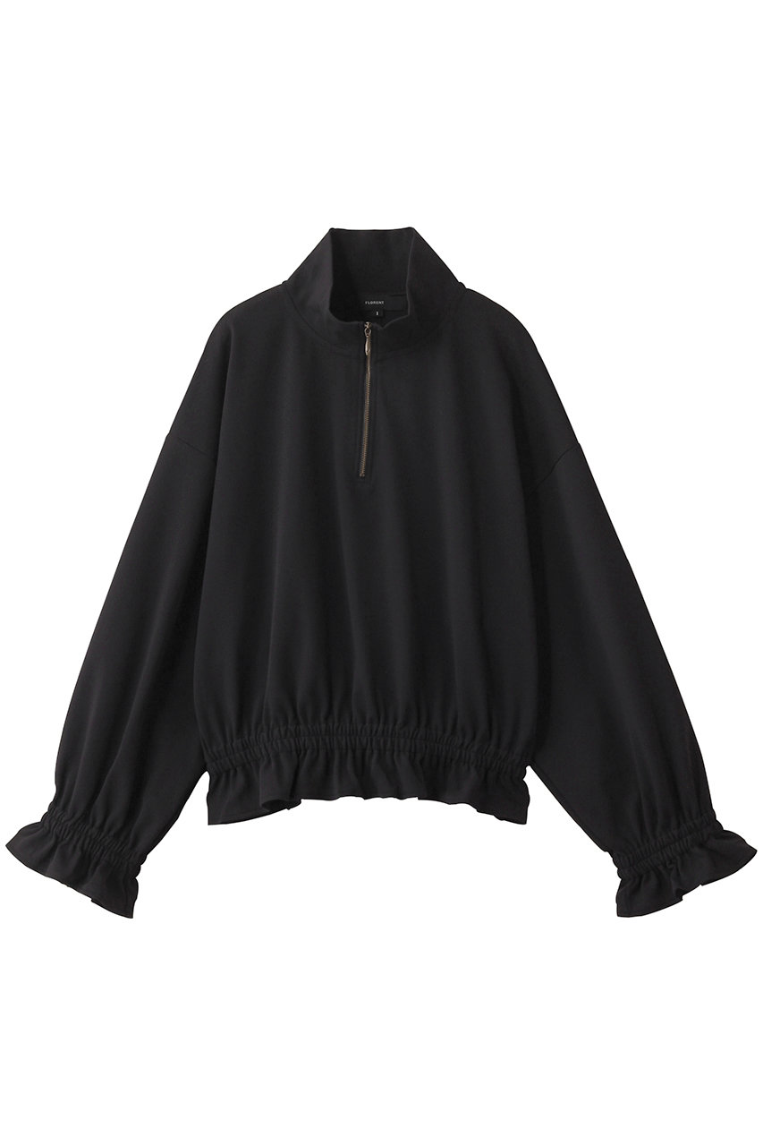 FLORENT ハーフジップ ギャザー デザイン トップス (ブラック, 1) フローレント ELLE SHOP FLORENT ハーフジップ ギャザー デザイン トップス (ブラック, 1) フローレント ELLE SHOP