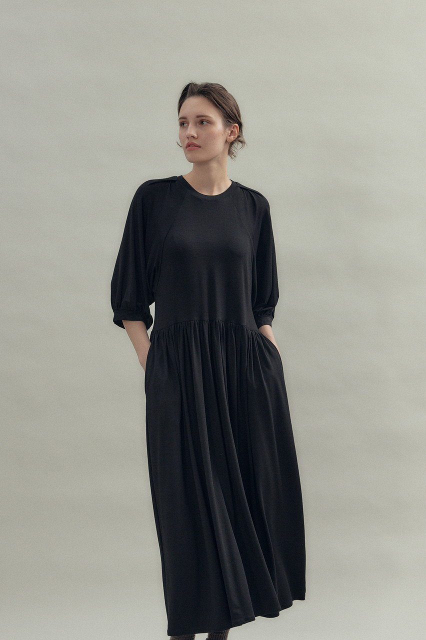 FLORENT(フローレント)｜レーヨン ストレッチ ワンピース/ブラック の