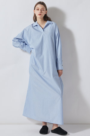 フローレント/FLORENTのブロードストライプ オープンカラーワンピース