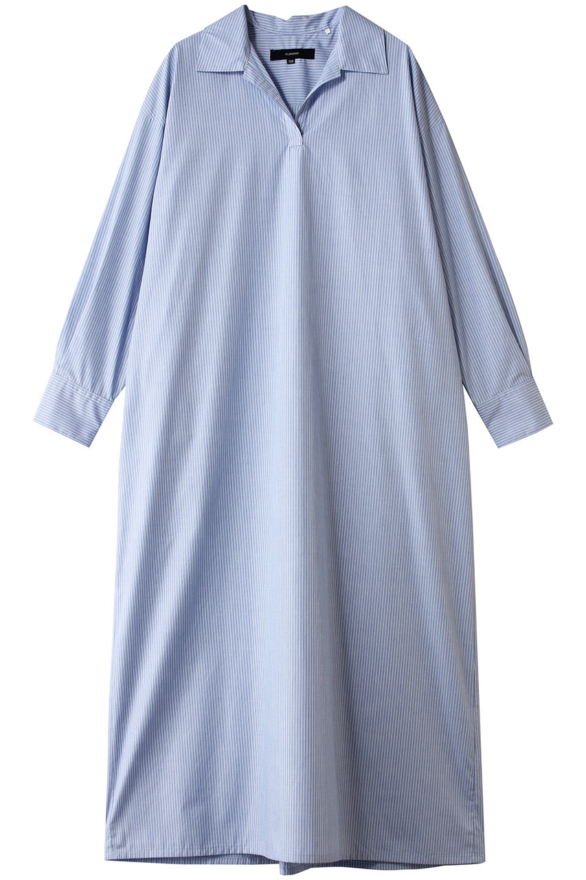 フローレント/FLORENTのブロードストライプ オープンカラーワンピース(ブルー/2511F05001)