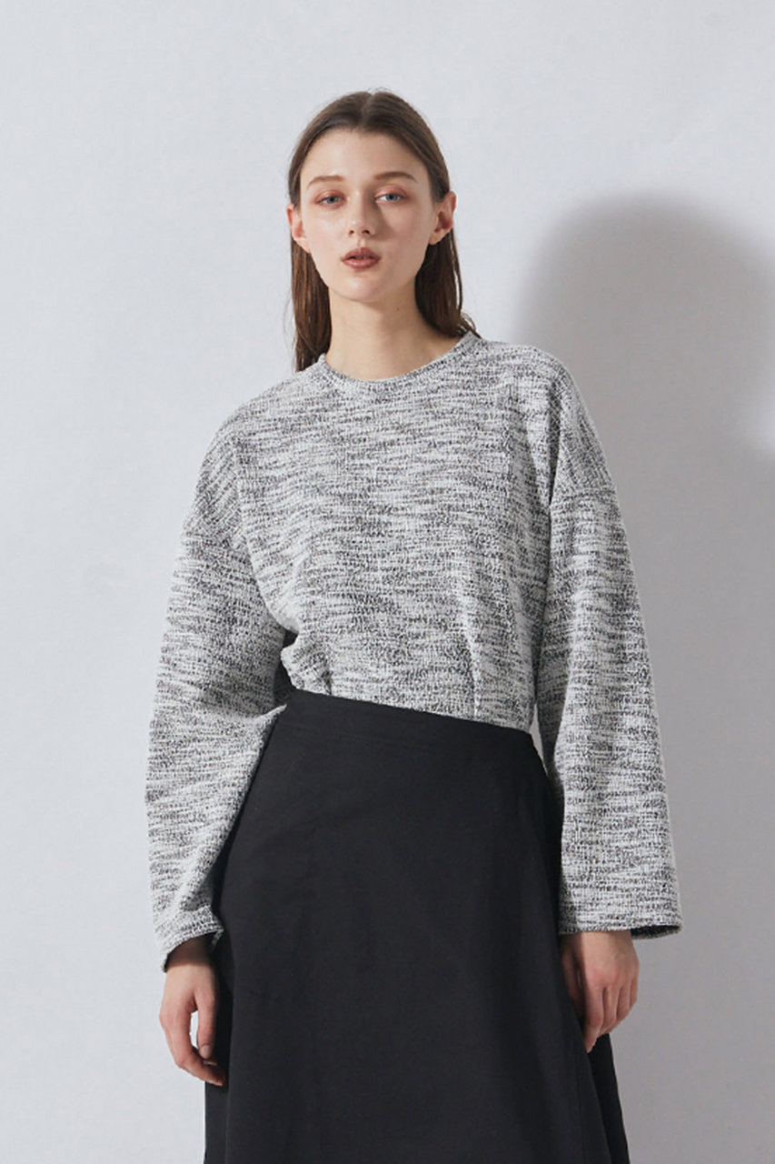 florent ツイードトップス FLORENT(フローレント)｜ジャージーツイード プルオーバー/ブラック の