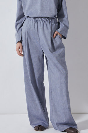 フローレント/FLORENTのデニムシャンブレー ワイドパンツ