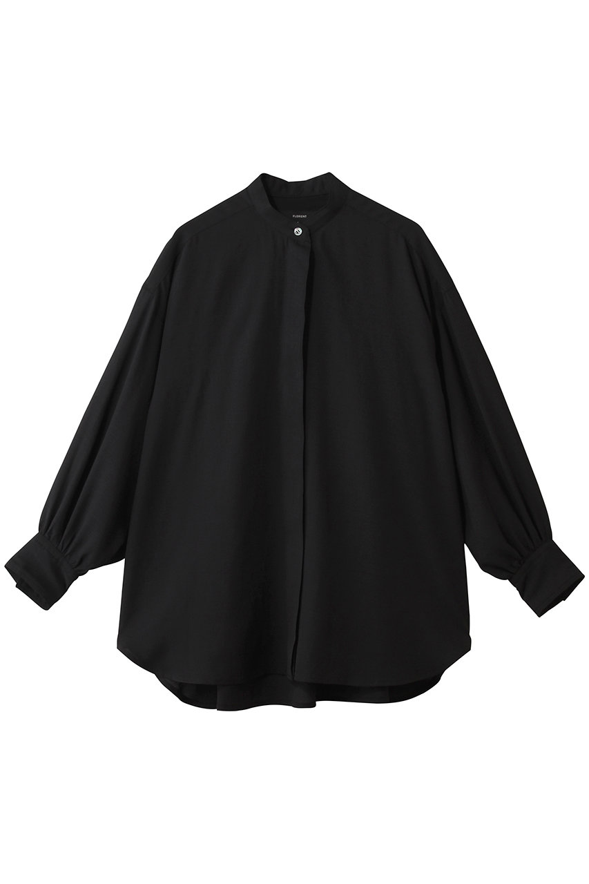 リネンライクツイル バンドカラーシャツ