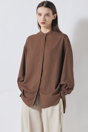 フローレント/FLORENTのリネンライクツイル バンドカラーシャツ(110400/110403)