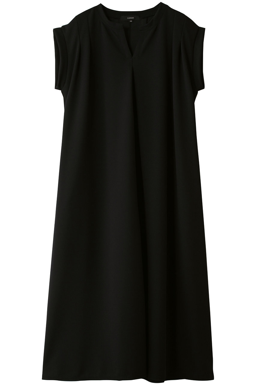 フローレント/FLORENTのライトダンボール ジョーゼットカルゼ キーネックワンピース(ブラック/2511F06021)