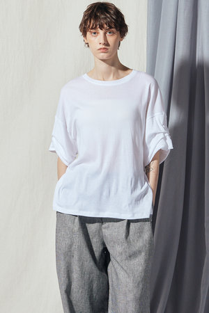 フローレント/FLORENTのオーガニックコットン ギャザースリーブTシャツ(110100/110102)