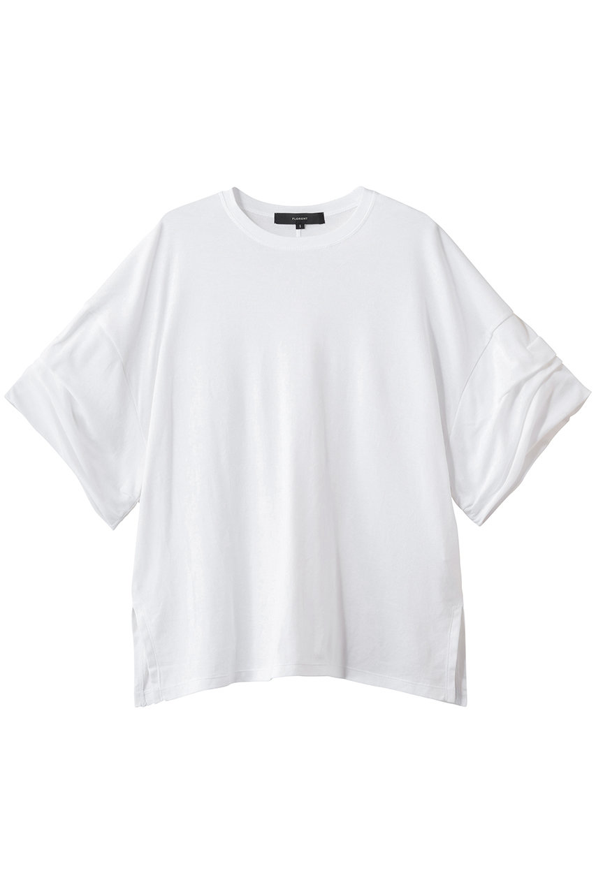フローレント/FLORENTのオーガニックコットン ギャザースリーブTシャツ(ホワイト/2602F06004)