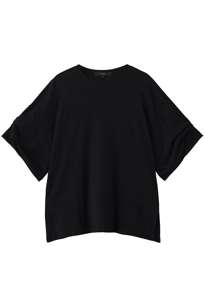 フローレント/FLORENTのオーガニックコットン ギャザースリーブTシャツ(ブラック/2602F06004)
