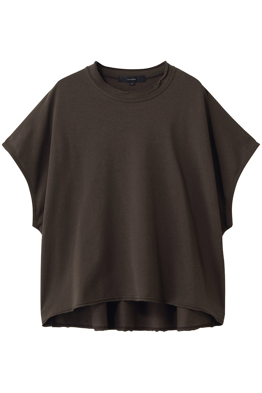 FLORENT 裏毛ハイツイストコットン ストレッチトップス (ブラウン, 1) フローレント ELLE SHOP