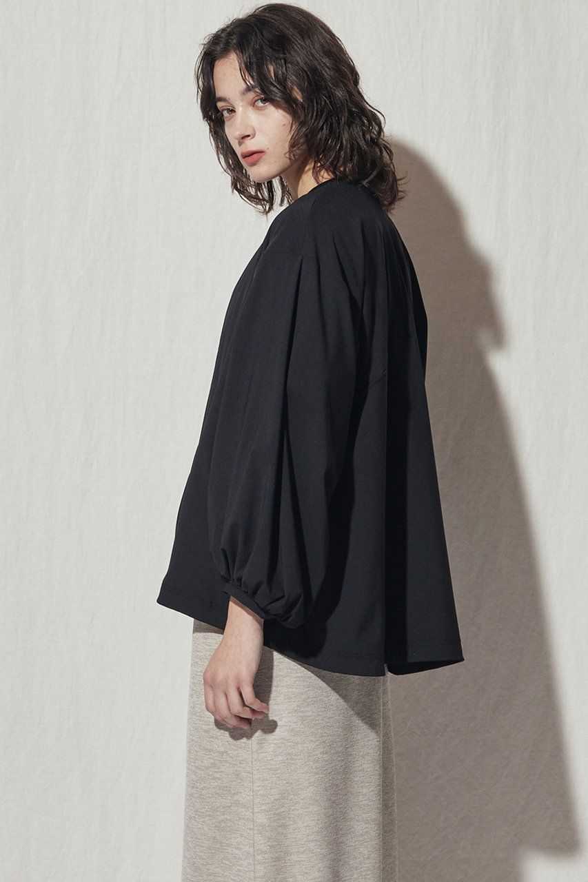 FLORENT / フローレント | Cotton band collar blouse シャツ | 1 | ブラック | レディース FLORENT(フローレント)｜パーフェクトジャージ シャツ/ブラック の通販