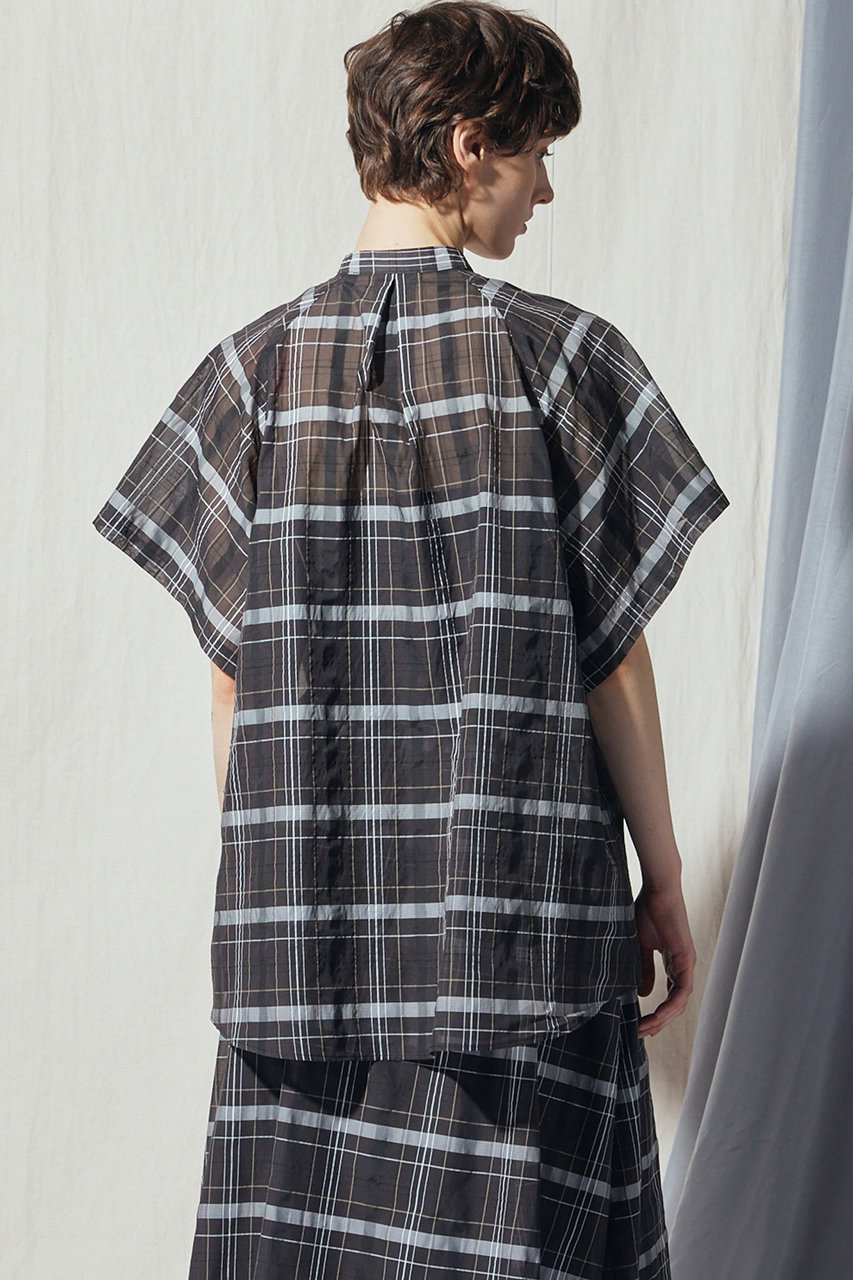 FLORENT / フローレント | 2022AW | オーガニックコットンチェックシャツ | 0 | ネイビー/ブラウン | レディース FLORENT / フローレント | 2022AW | オーガニックコットンチェック