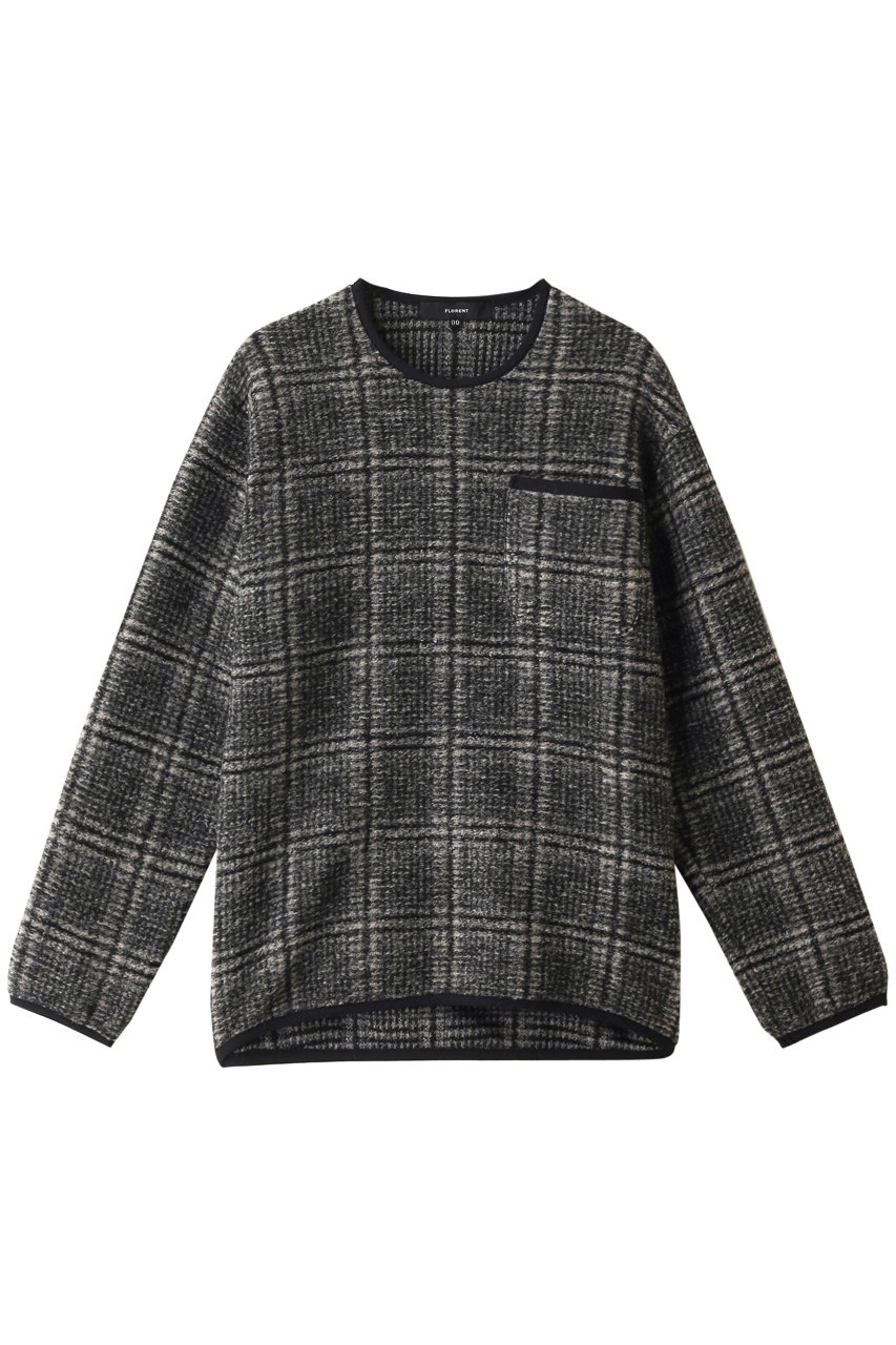 SALE 【40%OFF】 FLORENT フローレント ITALYスライバーグレンチェックニットプルオーバー グレー