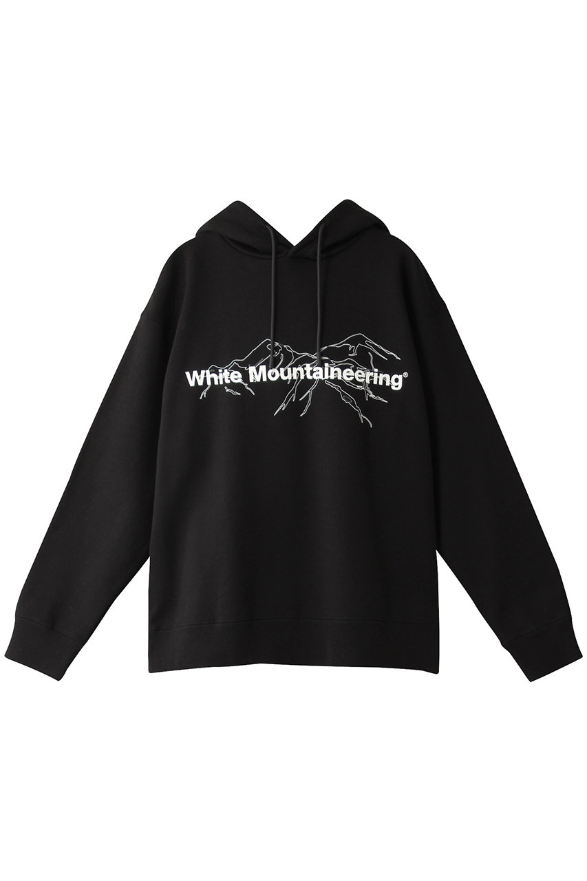 White Mountaineering ホワイトマウンテニアリング メンズ(MENS)】ロゴプリントフーディー ブラック