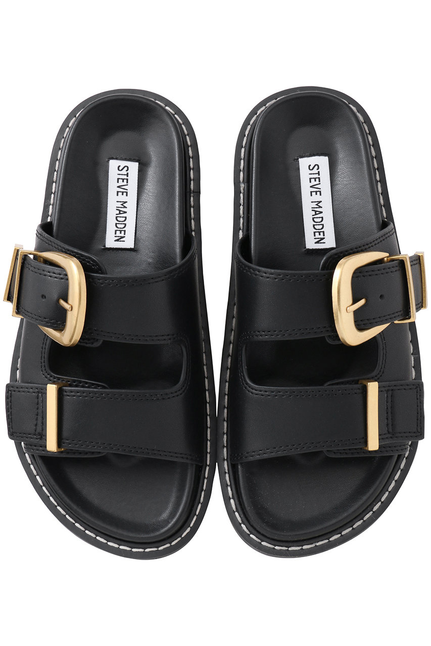 STEVE MADDEN ARCH フラットバックルサンダル (ブラック/LEAT, 8.5(約24.5cm)) スティーブ・マデン ELLE SHOP STEVE MADDEN ARCH フラットバックルサンダル (ブラック/LEAT, 8.5(約24.5cm)) スティーブ・マデン ELLE SHOP