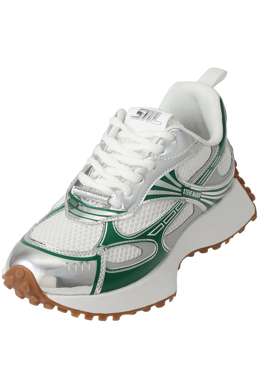 STEVE MADDEN CAUSEWAY グラフィックソールスニーカー (ホワイト/グリーン, 7(約23.5cm)) スティーブ・マデン ELLE SHOP STEVE MADDEN CAUSEWAY グラフィックソールスニーカー (ホワイト/グリーン, 7(約23.5cm)) スティーブ・マデン ELLE SHOP