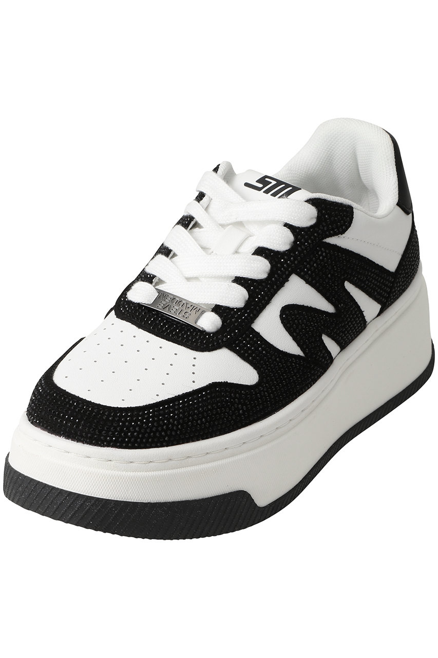 スティーブ・マデン/STEVE MADDENのDYNAMO-R ラインストーン厚底スニーカー(ブラック/ホワイト/S.MADDEN DYNAMO-R-VA)