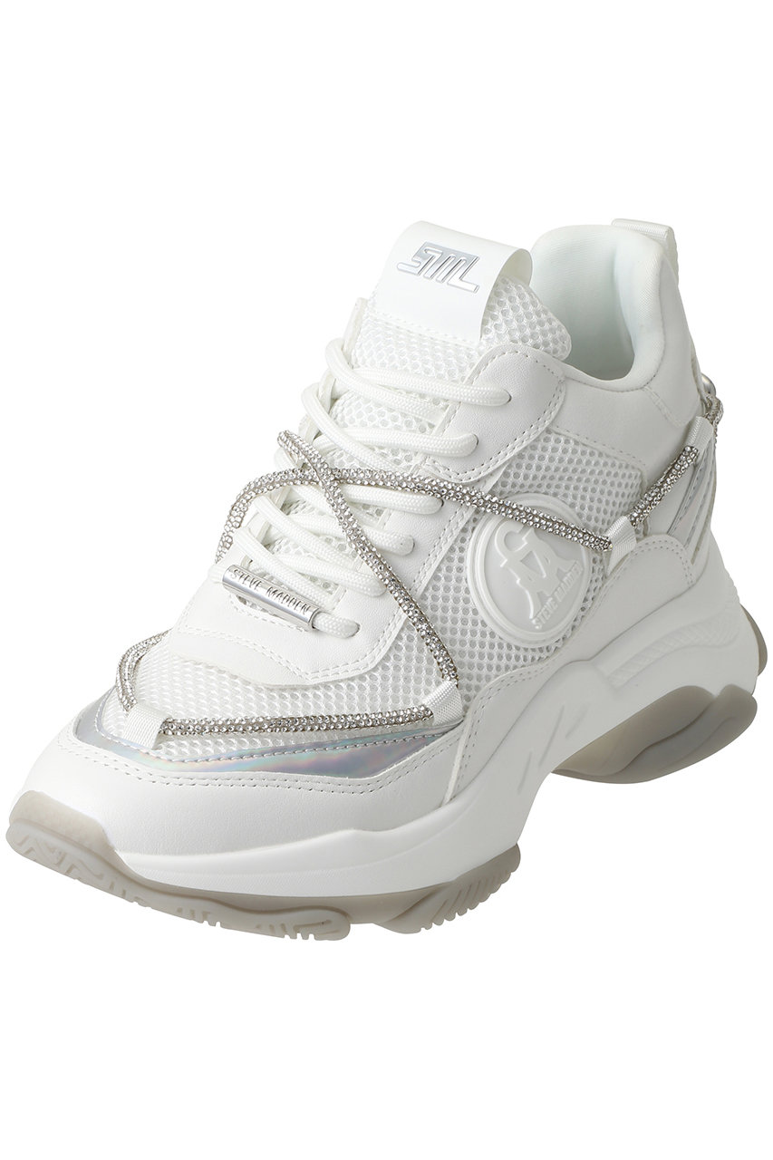 スティーブ・マデン/STEVE MADDENのMOTOCROSS ラインストーンシューレーススニーカー(ホワイト/S.MADDEN MOTOCROSS-XS)