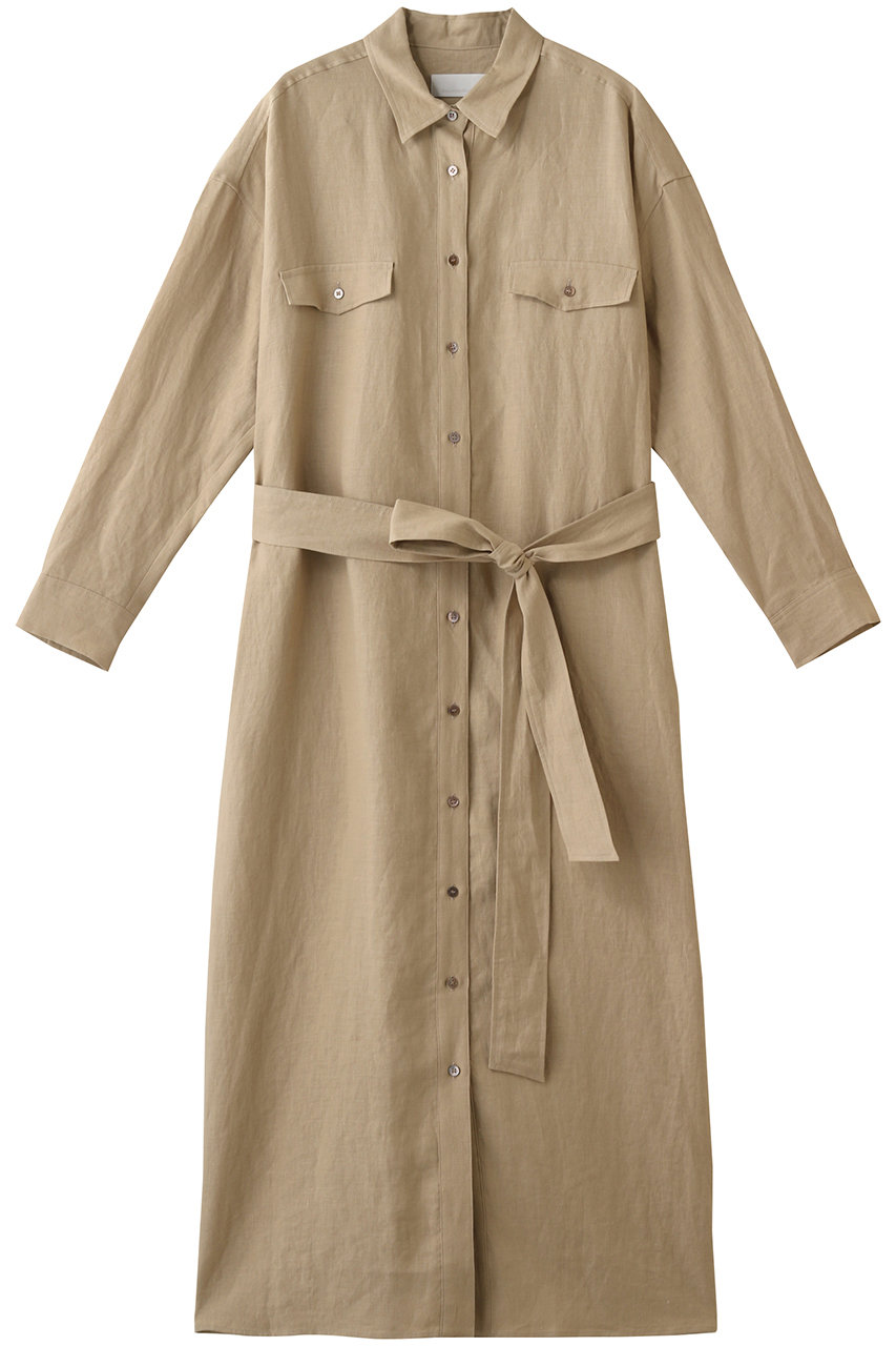 Gallardagalante ガリャルダガランテ リネンシャツワンピース ベージュ の通販 Elleshop エル ショップ