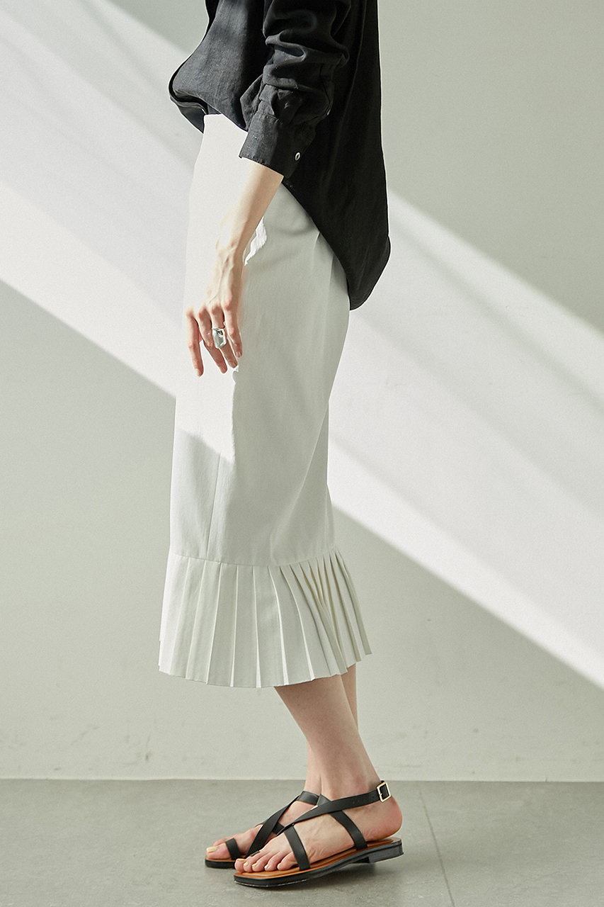 Gallardagalante ガリャルダガランテ ヘムプリーツミディスカート ホワイト の通販 Elleshop エル ショップ