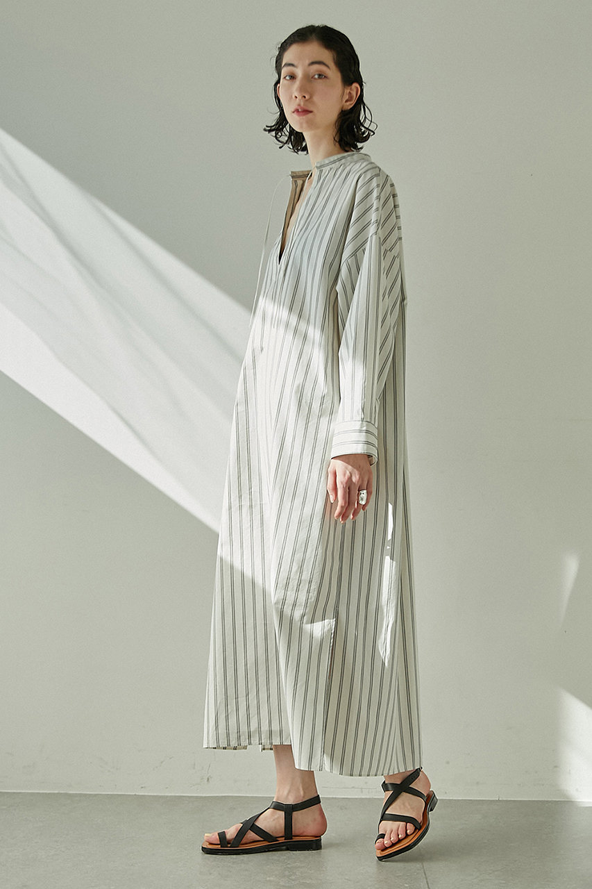 Gallardagalante ガリャルダガランテ ストライプカフタンワンピース ベージュ の通販 Elleshop エル ショップ