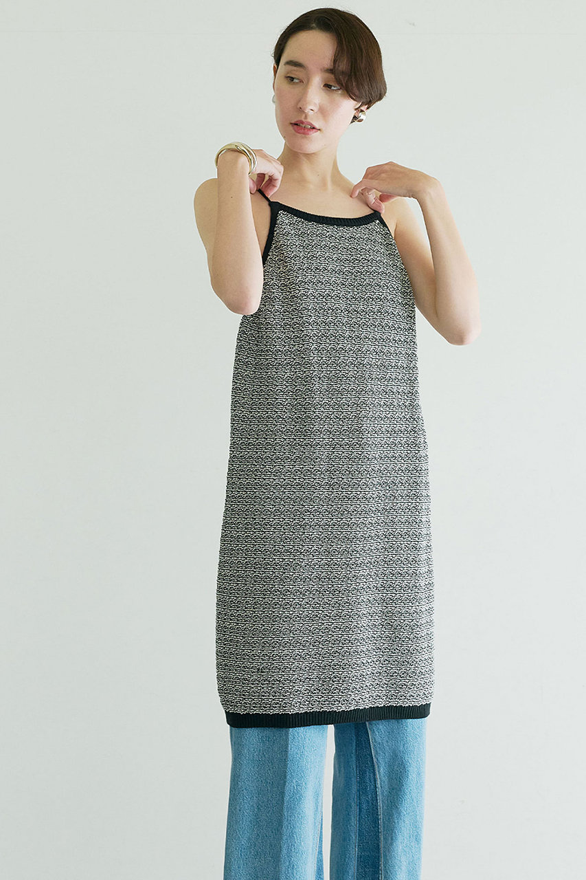 【HERITANOVUM】コットンカノコツイードニットワンピース