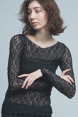 【La nature linge】ソフトレースワイドネックプルオーバー