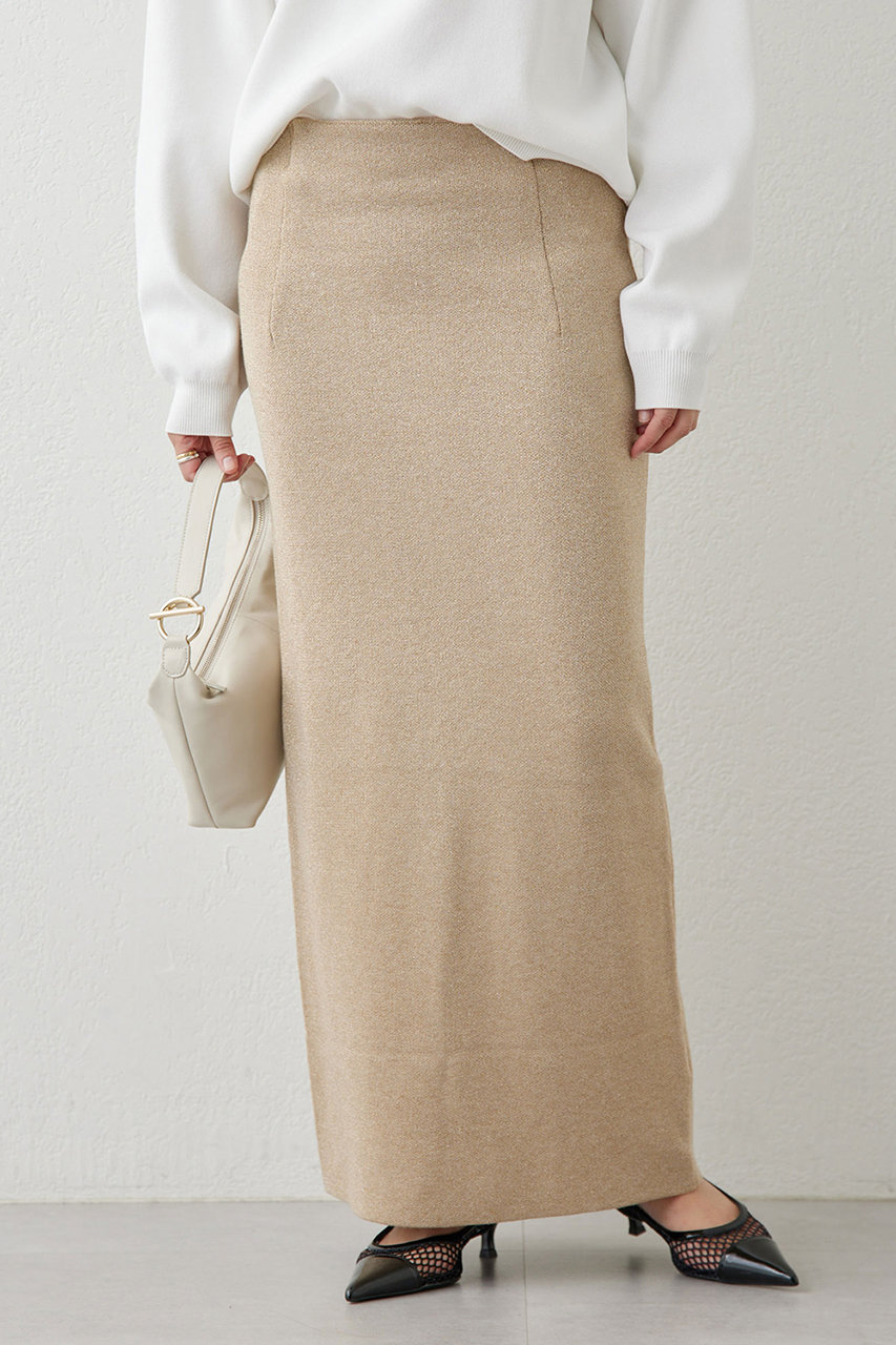 GALLARDAGALANTE(ガリャルダガランテ)｜ラメニットスカート/ゴールド