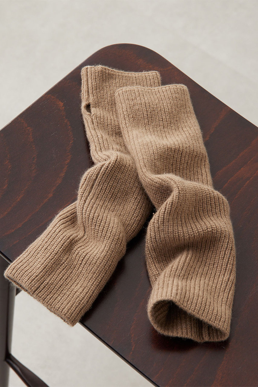 新品　ガリャルダガランテ　カシミヤ 100% アームウォーマー　リブ　ベージュ系 GALLARDAGALANTE(ガリャルダガランテ)｜カシミヤアーム