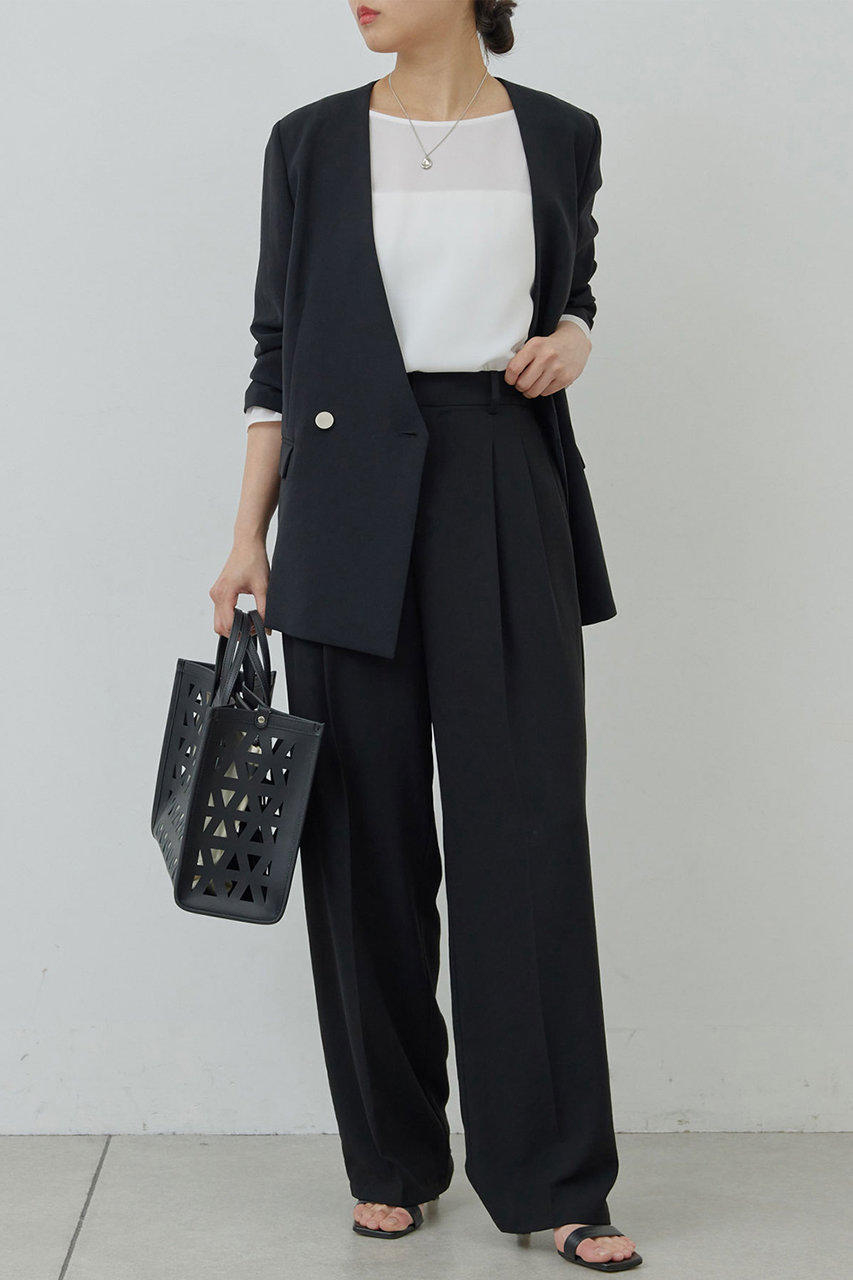 ガリャルダガランテ／定番人気ジャージーワイドベンツパンツ(0/S-M) ブラック ガリャルダガランテ GALLARDAGALANTE ジャージーワイドタック