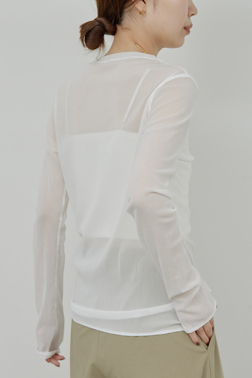 【La nature linge】シアーチュールトップス ホワイト 長袖 La nature linge】シアーチュールトップス | GALLARDAGALANTE(ガ