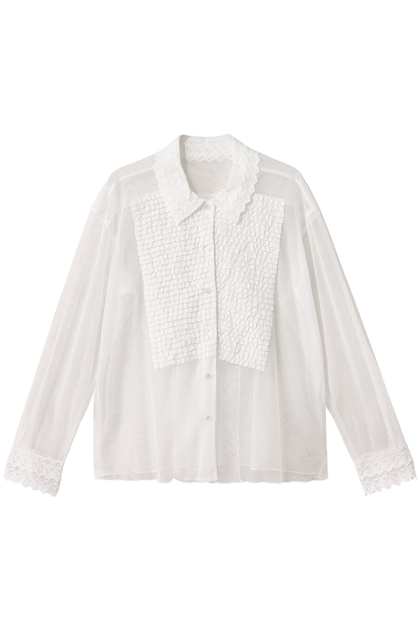 GALLARDAGALANTE 【HERITANOVUM】ラッフルボザムシャツ (ホワイト, F) ガリャルダガランテ ELLE SHOP GALLARDAGALANTE 【HERITANOVUM】ラッフルボザムシャツ (ホワイト, F) ガリャルダガランテ ELLE SHOP