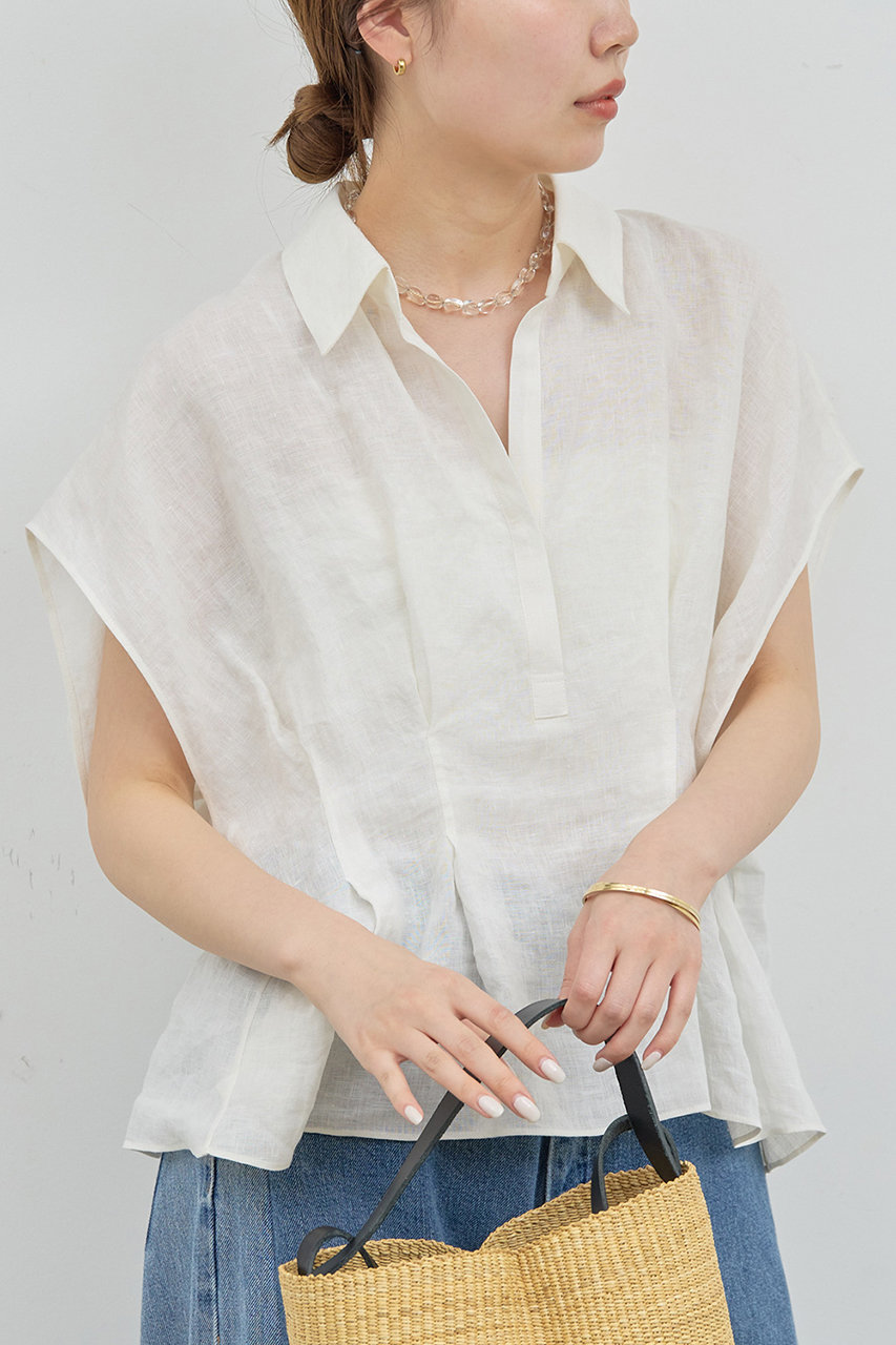 GALLARDAGALANTE ハーフスリーブウエストシェイプシャツ (ホワイト, F) ガリャルダガランテ ELLE SHOP GALLARDAGALANTE ハーフスリーブウエストシェイプシャツ (ホワイト, F) ガリャルダガランテ ELLE SHOP
