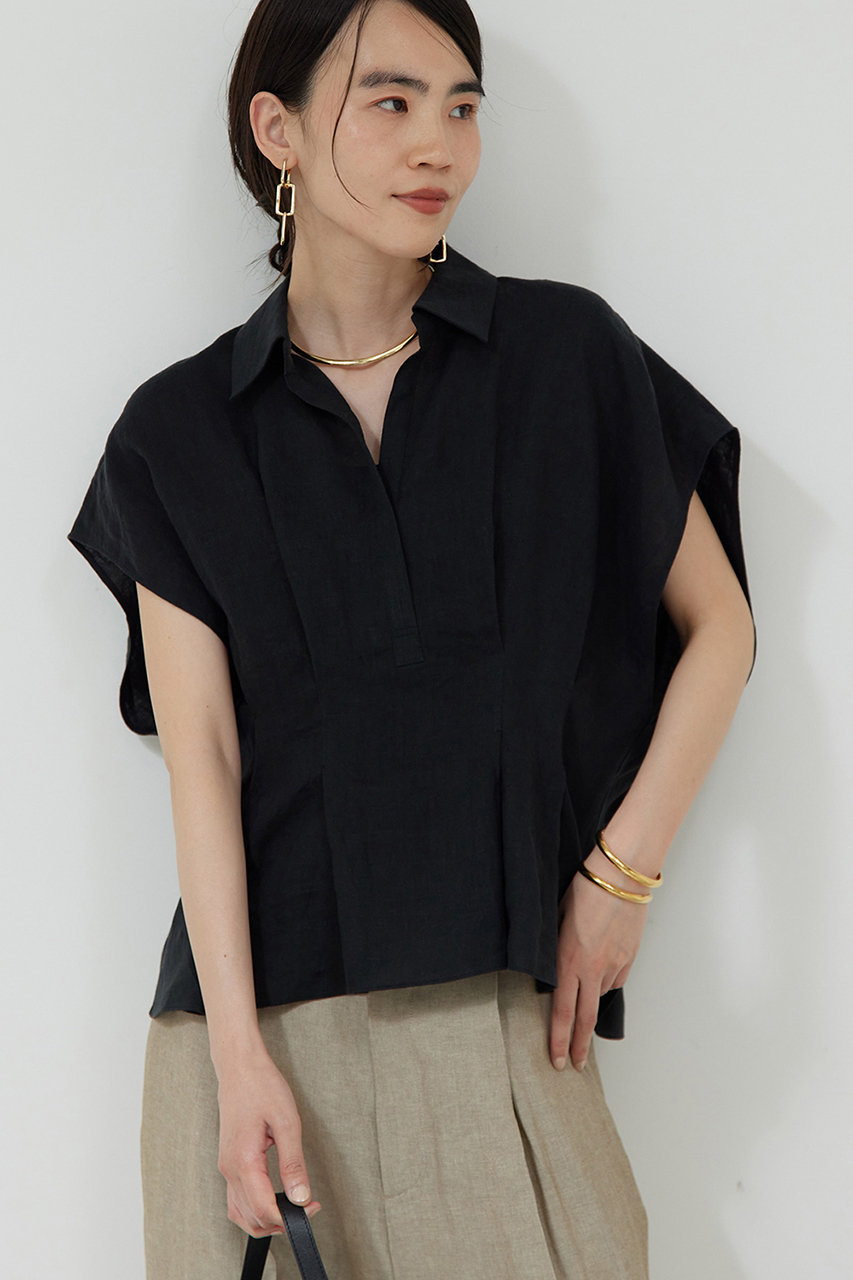 GALLARDAGALANTE ハーフスリーブウエストシェイプシャツ (ブラック, F) ガリャルダガランテ ELLE SHOP GALLARDAGALANTE ハーフスリーブウエストシェイプシャツ (ブラック, F) ガリャルダガランテ ELLE SHOP