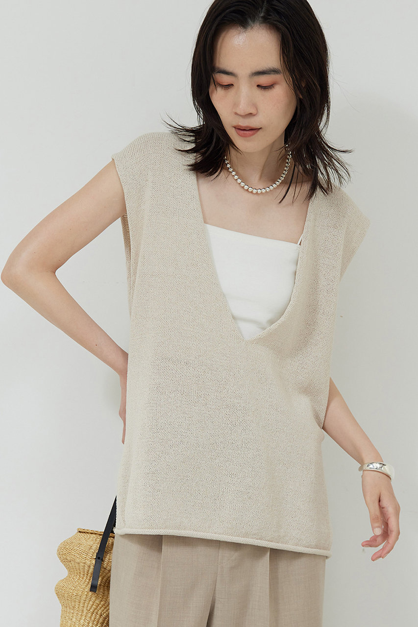 GALLARDAGALANTE 深Vニットプルオーバー (ベージュ, F) ガリャルダガランテ ELLE SHOP GALLARDAGALANTE 深Vニットプルオーバー (ベージュ, F) ガリャルダガランテ ELLE SHOP