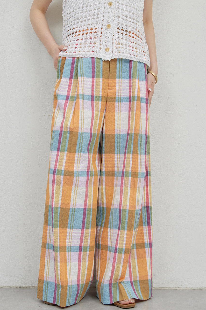 GALLARDAGALANTE 【HERITANOVUM】マドラスタックパンツ (オレンジ, 1) ガリャルダガランテ ELLE SHOP GALLARDAGALANTE 【HERITANOVUM】マドラスタックパンツ (オレンジ, 1) ガリャルダガランテ ELLE SHOP