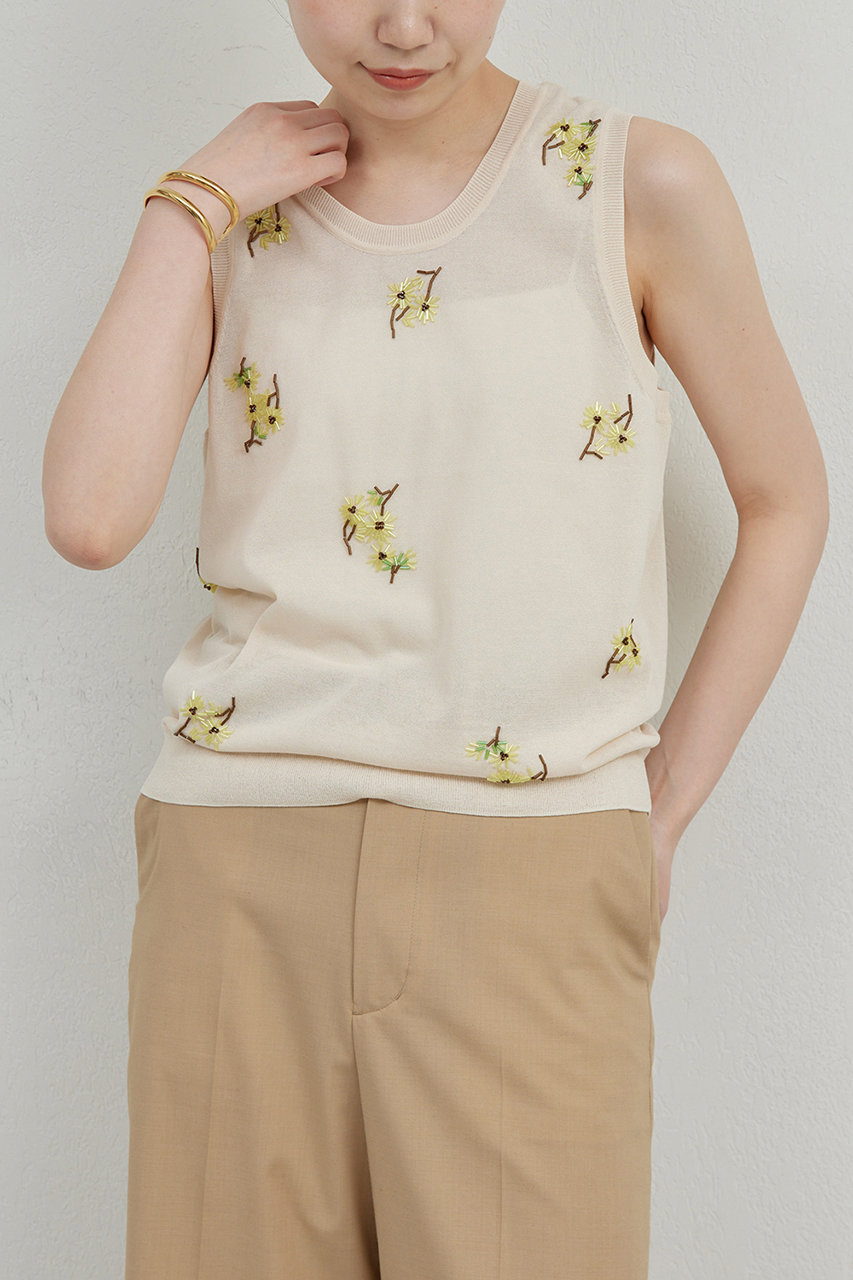 GALLARDAGALANTE 【HERITANOVUM】シアーエンブロイダリーノースリーブニット (アイボリー, F) ガリャルダガランテ ELLE SHOP GALLARDAGALANTE 【HERITANOVUM】シアーエンブロイダリーノースリーブニット (アイボリー, F) ガリャルダガランテ ELLE SHOP
