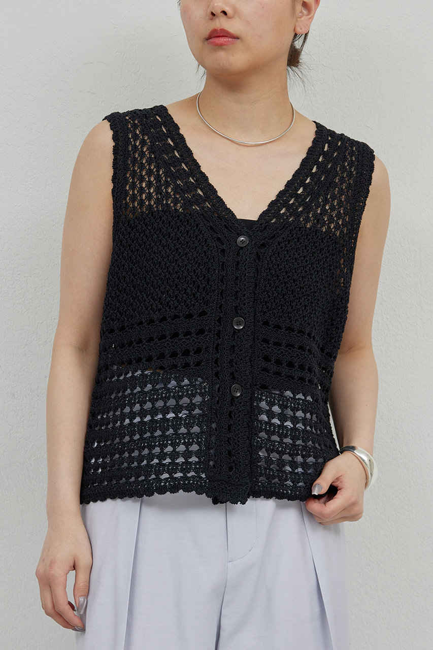 GALLARDAGALANTE 【HERITANOVUM】レースニットベスト (ブラック, F) ガリャルダガランテ ELLE SHOP GALLARDAGALANTE 【HERITANOVUM】レースニットベスト (ブラック, F) ガリャルダガランテ ELLE SHOP