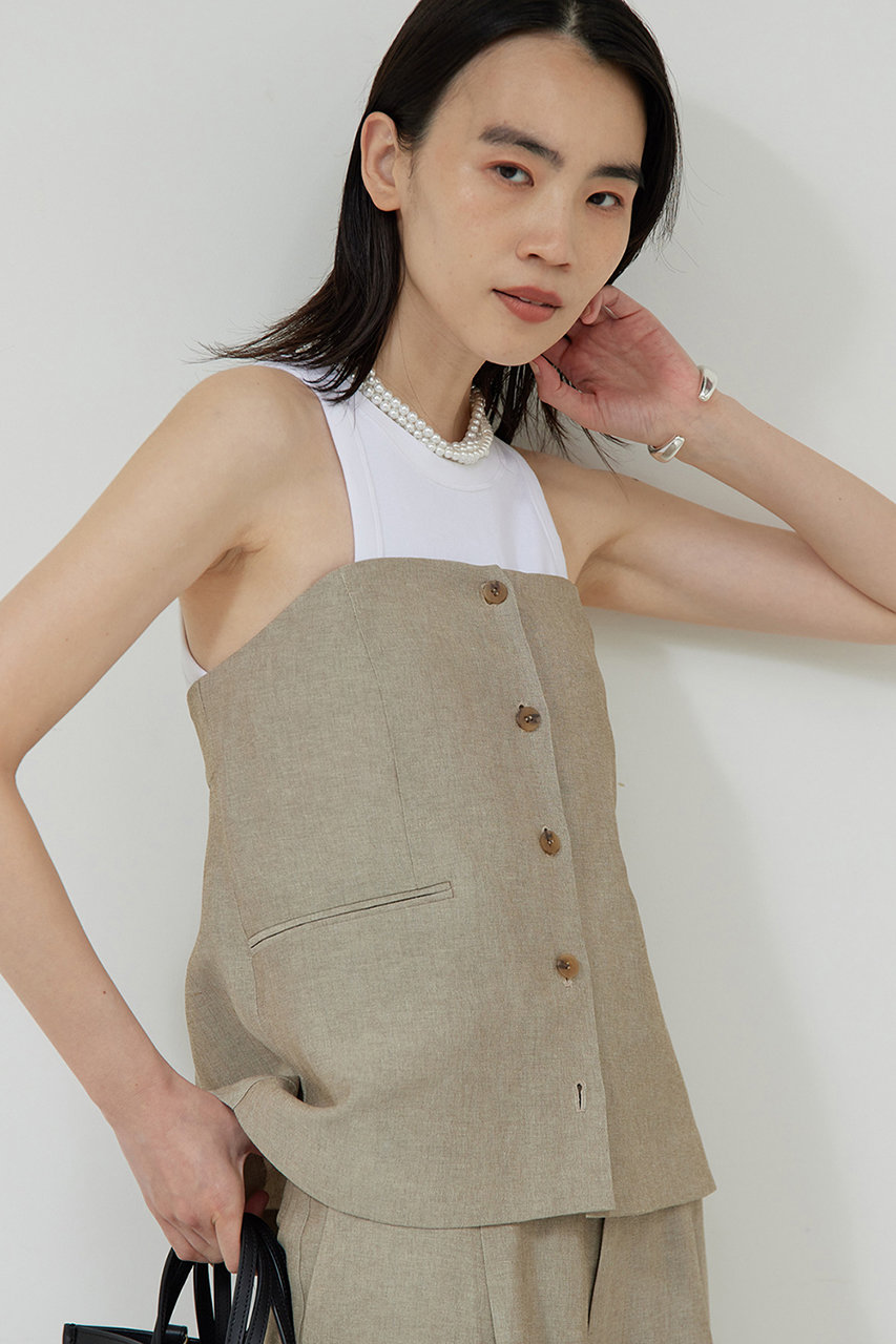 GALLARDAGALANTE 【セットアップ対応】リネン混ベアビスチェ (ベージュ, F) ガリャルダガランテ ELLE SHOP GALLARDAGALANTE 【セットアップ対応】リネン混ベアビスチェ (ベージュ, F) ガリャルダガランテ ELLE SHOP