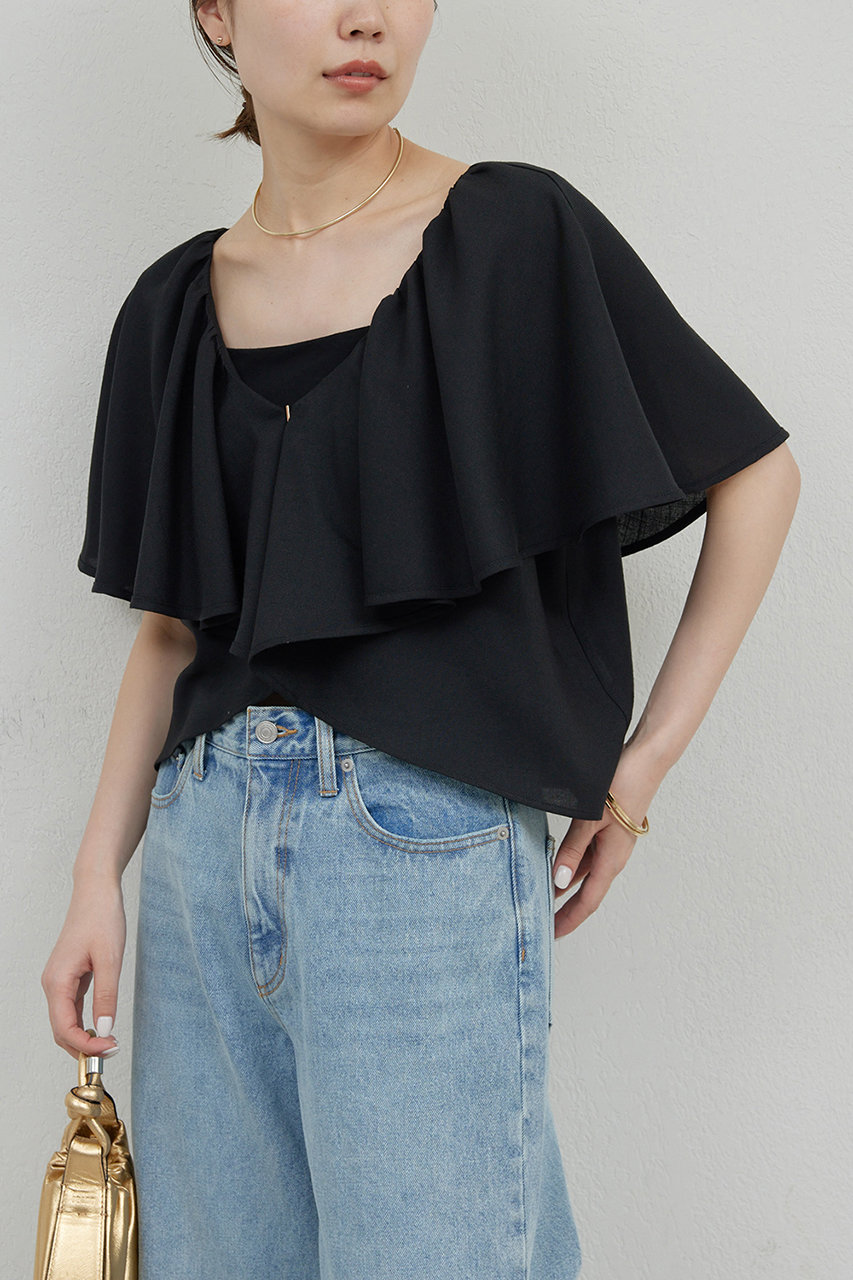 GALLARDAGALANTE 2WAYラッフルブラウス (ブラック, F) ガリャルダガランテ ELLE SHOP GALLARDAGALANTE 2WAYラッフルブラウス (ブラック, F) ガリャルダガランテ ELLE SHOP