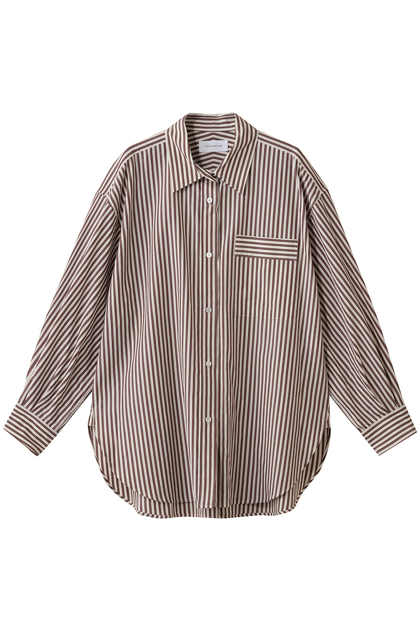 GALLARDAGALANTE 【HERITANOVUM】ロンドンストライプオーバーシャツ (ブラウン, F) ガリャルダガランテ ELLE SHOP GALLARDAGALANTE 【HERITANOVUM】ロンドンストライプオーバーシャツ (ブラウン, F) ガリャルダガランテ ELLE SHOP