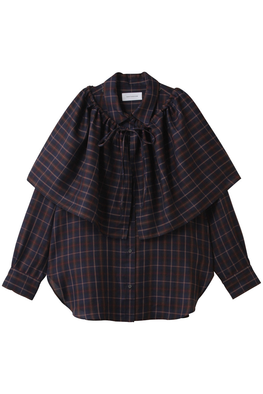 ガリャルダガランテ/GALLARDAGALANTEの【HERITANOVUM】ケープシャツ(ネイビー/GGH1052204A0001)